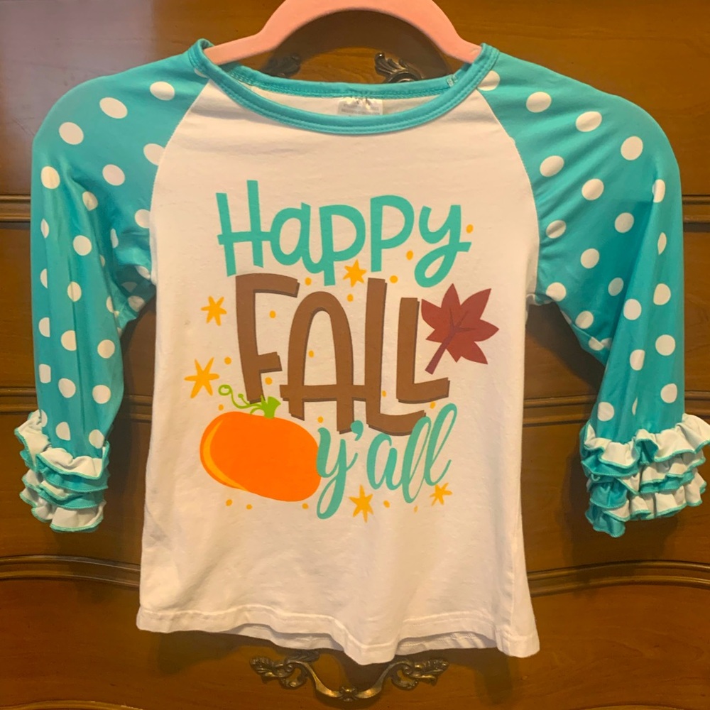 Sparkle in Pink; Girls 7-8 ( XXL) Happy Fall Y’all 3/4 sleeve top